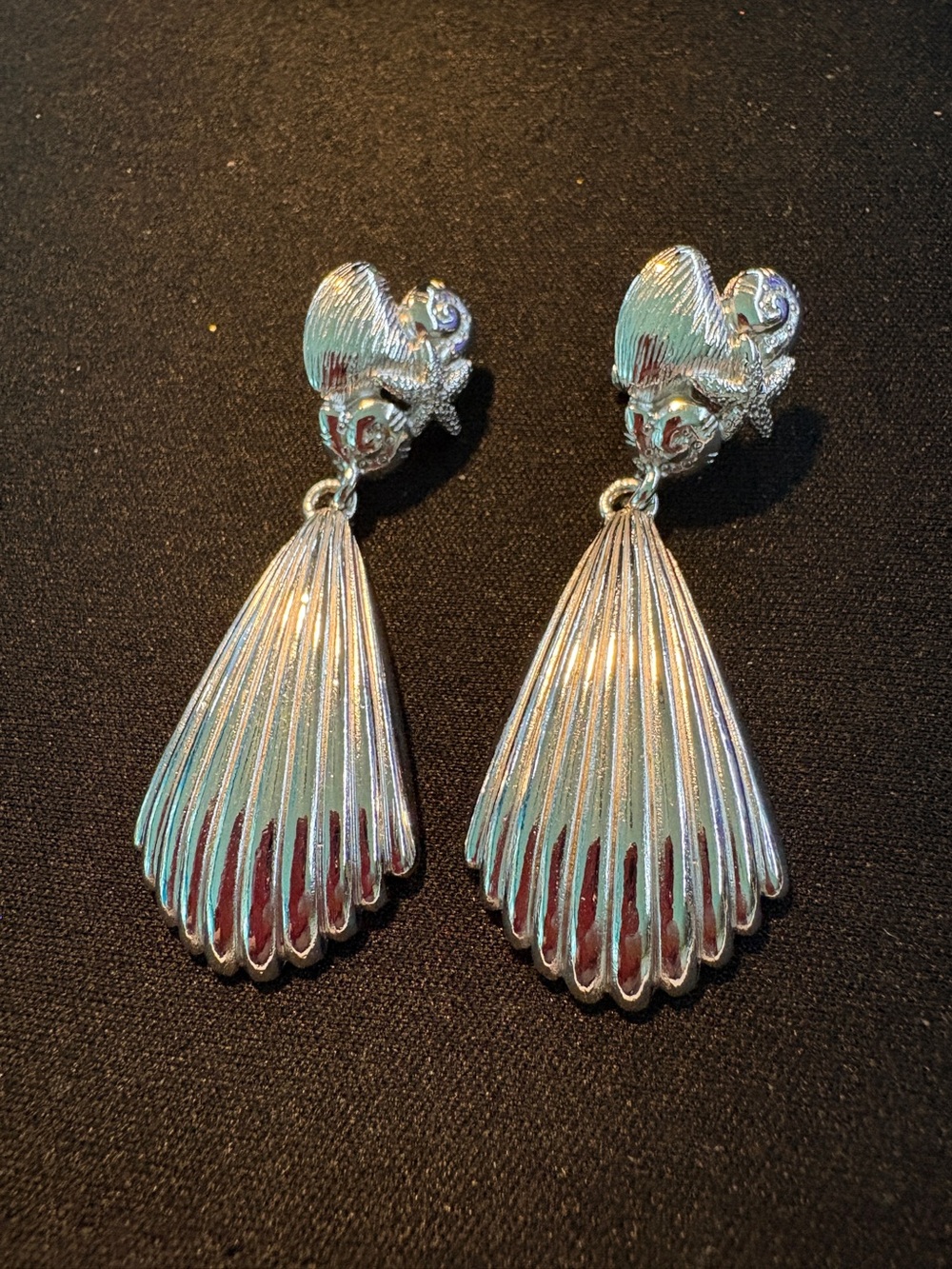 Silver Tone Shell Drop Earrings - Women Jewelry